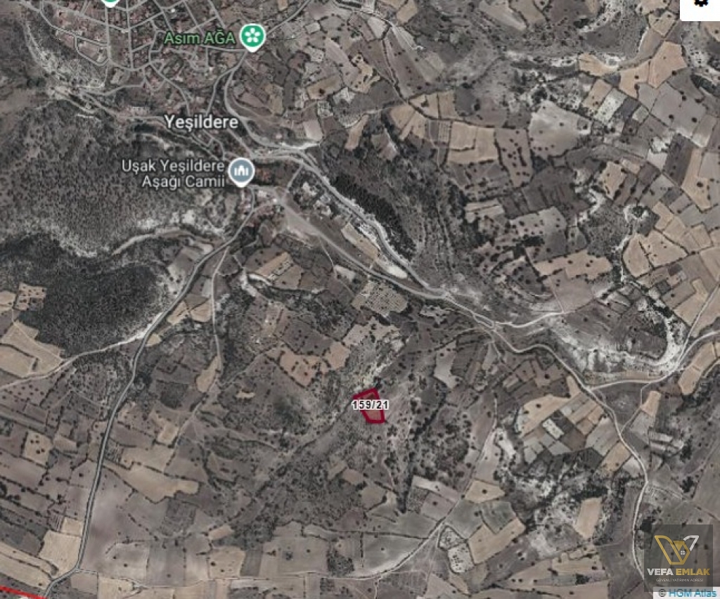 UŞAK MERKEZ YEŞİLDEREDE 6.250 m2 SATILIK TARLA