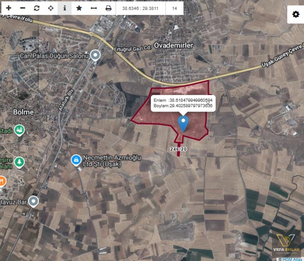 OVADEMİRLER’DE 5.383 m2 YENİ TOKİ DİBİNDE SATILIK TARLA