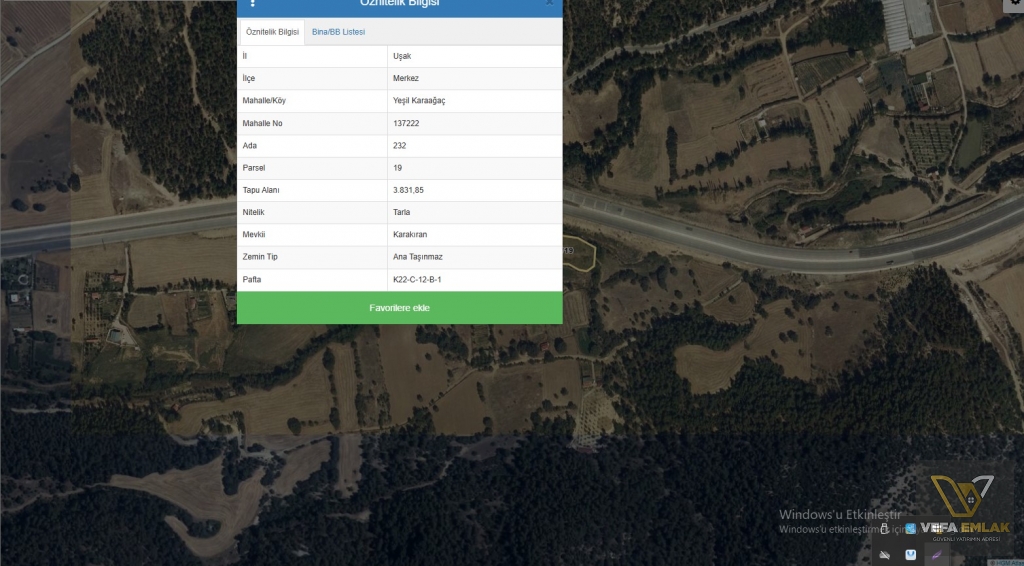 YEŞİL KARAAĞAÇTA UŞAK / BÖLME YAKININDA YATIRIMLIK 3.832m2 SATILIK TARLA