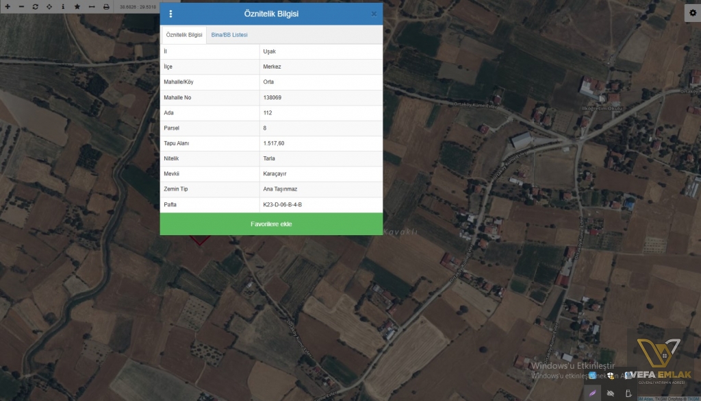 UŞAK ORTAKÖY’DE 2 PARSELDEN OLUŞAN SATILIK 3.050 m² ARAZİ...