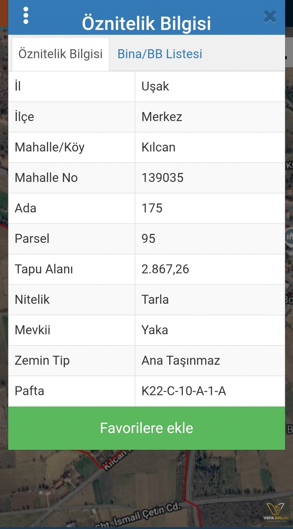 UŞAK MERKEZ KILCAN MAHALLESİ'NDE YATIRIMLIK SATILIK TARLA